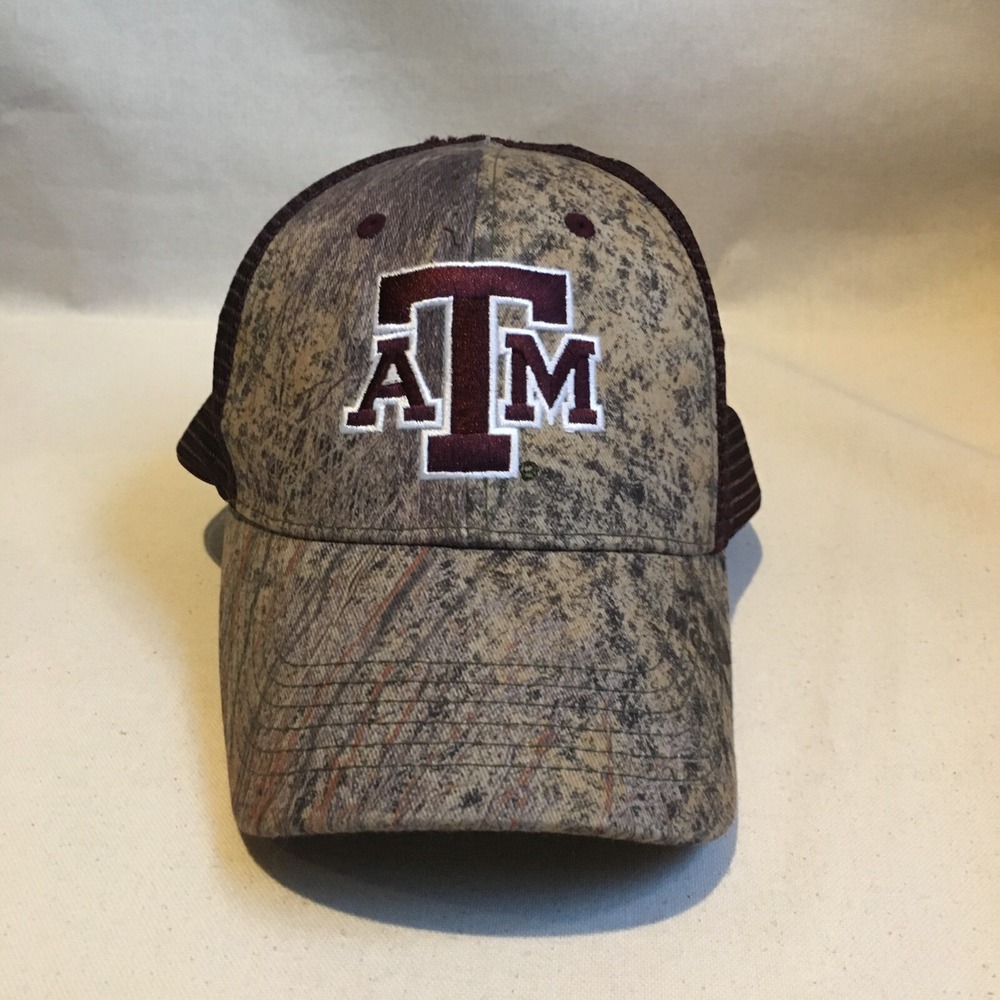 Texas A&M Aggies Hat Cap Mens Brown Red Snap Back Camo College Football Logo